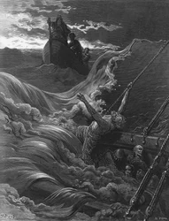 Le marin, alors que son navire coule, voit le bateau avec l